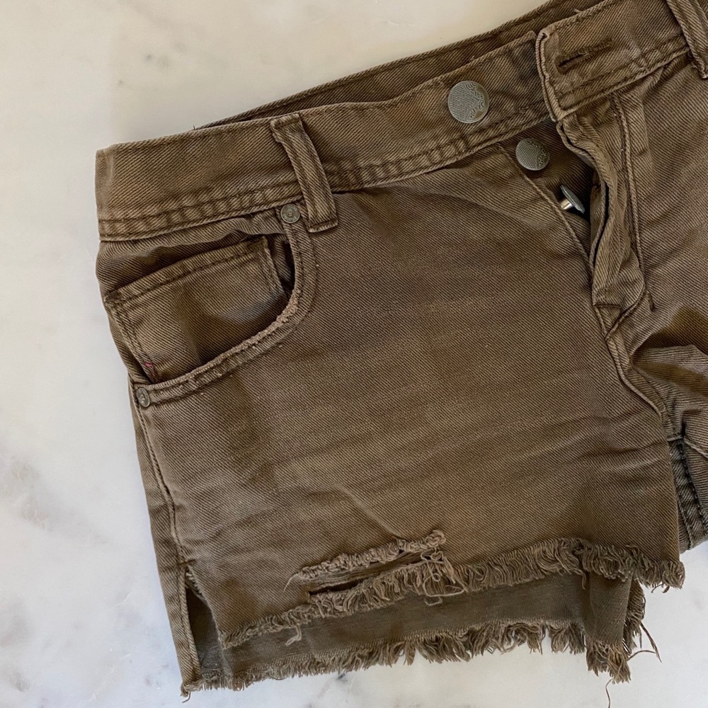 Free People Olive Jean Shorts